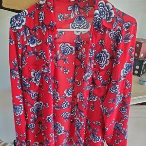 EXPRESS Red Portfolio Slim Fit Long Sleeve